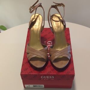 GUESS Women's Tan Strappy Heels